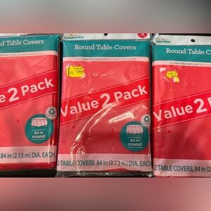 Round 84” Plastic Table Cover Set - 3 Packs of 2